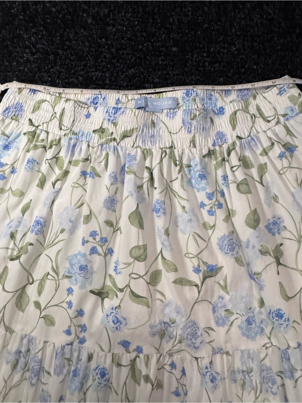 Hill House Home Florence Nap Skirt Sz L Blue White Floral Cottagecore Feminine - Picture 5 of 12